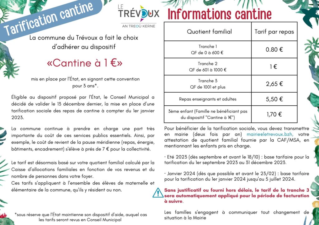 Communication Cantine à 1€